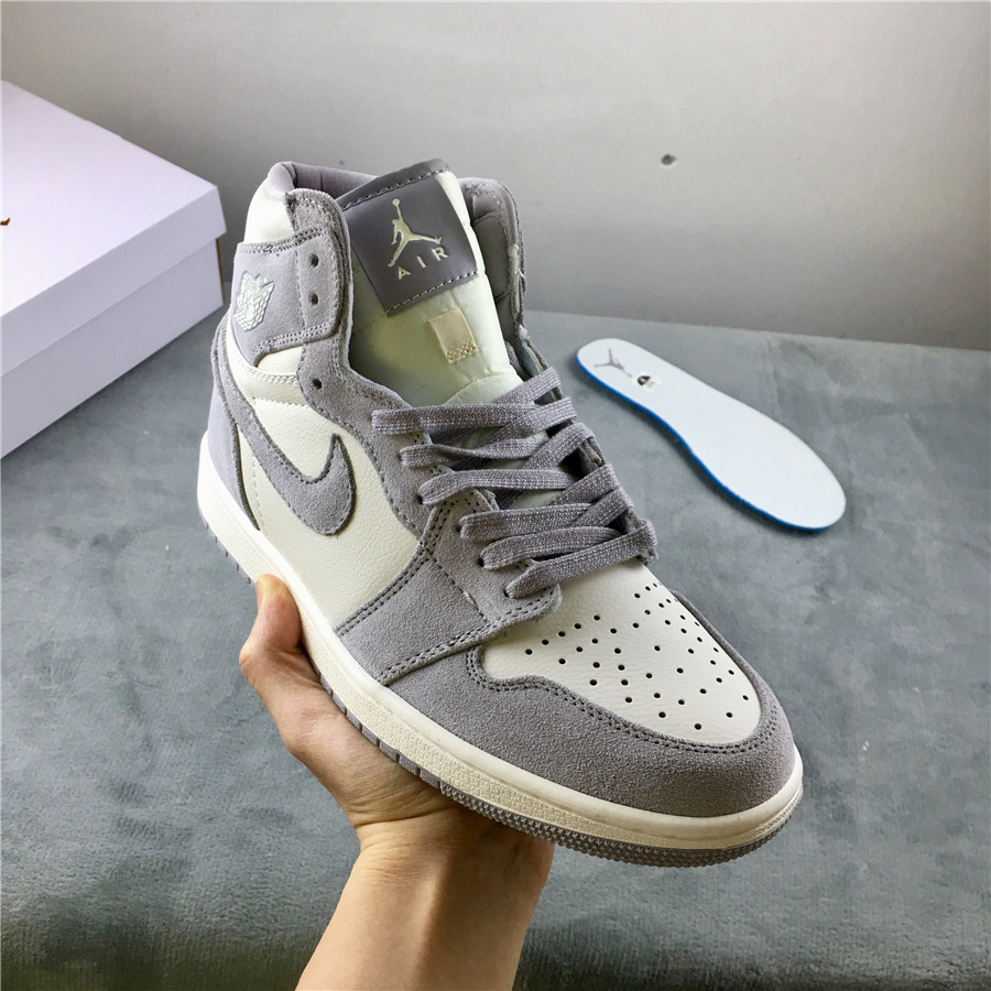 Women Air Jordan 1 High Wmns Grey Beign Shoes